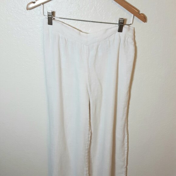 INC High-Waist Cream White Beach Linen Pants - Picture 2 of 5